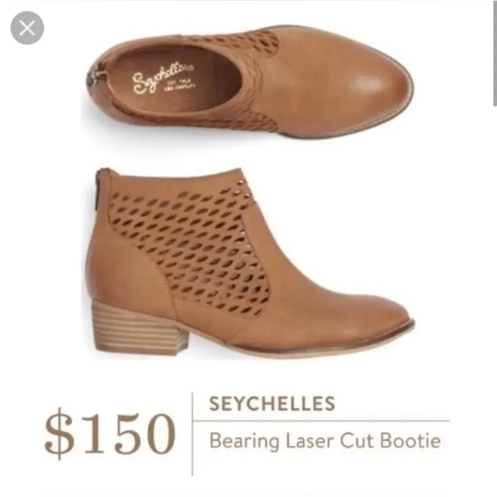 Anthropologie Seychelles Waypoint Tan Booties perforated‎ laser size 8 leather